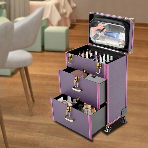 Portable makeup train case - train,