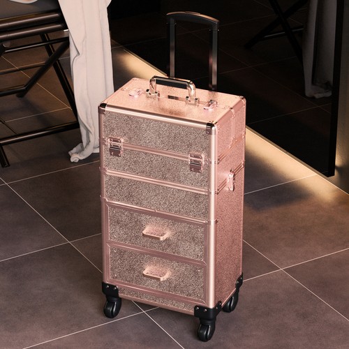 Rose gold makeup trolley case - gold,